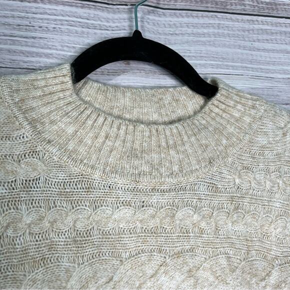 Soft Surroundings Alena Sweater In Oatmeal Heather LARGE Cable Knit - Picture 5 of 12